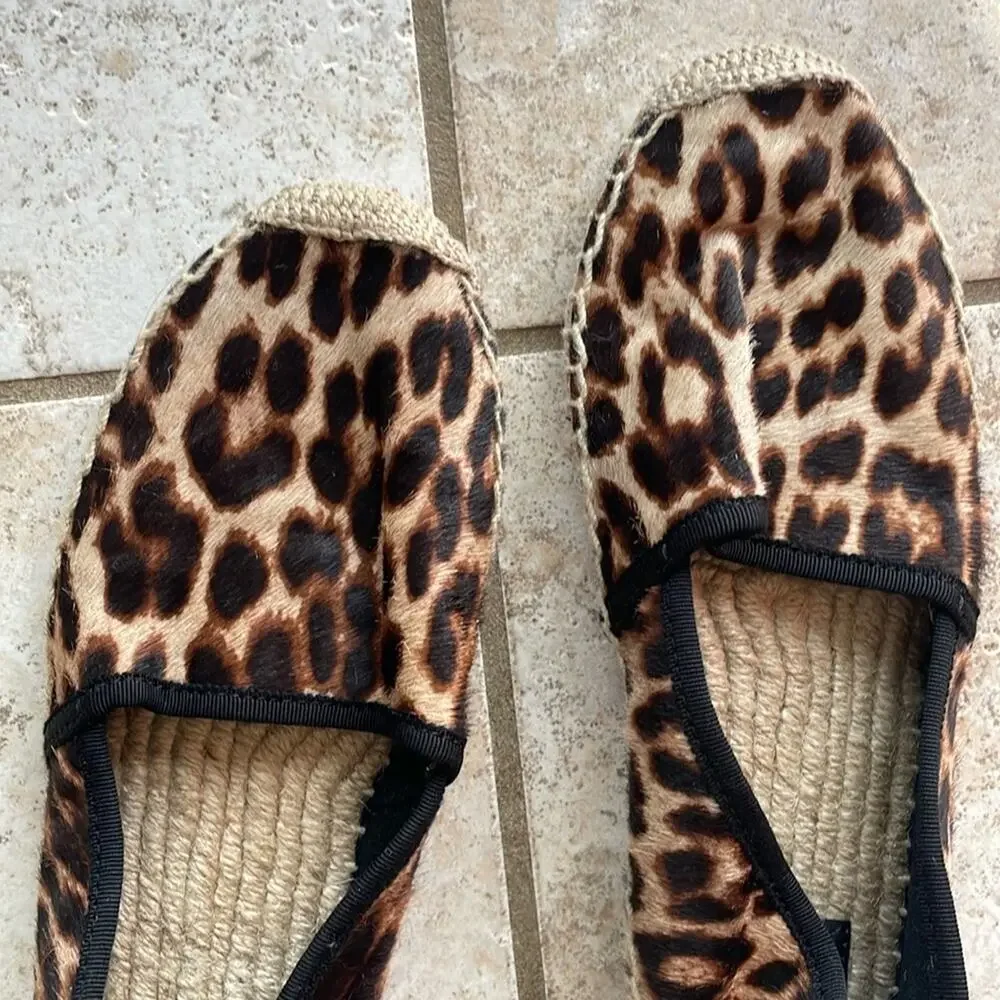 Tory Burch Leopard-print Calf Hair Espadrilles Flats